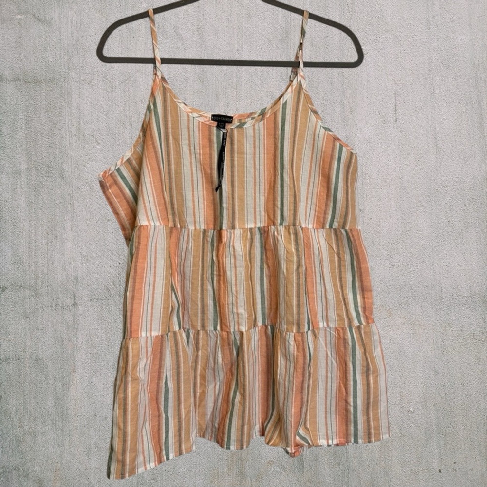 NEW Sadie Stripe Ruffle Tank in Peach Stripe from Coco + Carmen